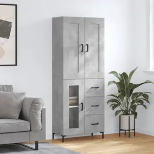 vidaXL Buffet haut Gris béton 69,5x34x180 cm Bois d'ingénierie pas cher
