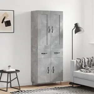 vidaXL Buffet haut Gris béton 69,5x34x180 cm Bois d'ingénierie pas cher