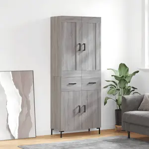 vidaXL Buffet haut Sonoma gris 69,5x34x180 cm Bois d'ingénierie pas cher
