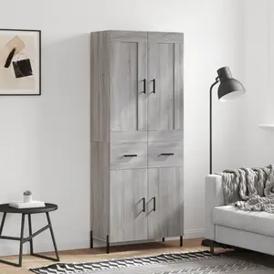 vidaXL Buffet haut Sonoma gris 69,5x34x180 cm Bois d'ingénierie pas cher