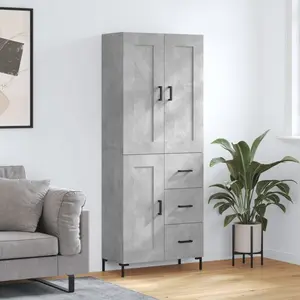 vidaXL Buffet haut Gris béton 69,5x34x180 cm Bois d'ingénierie pas cher