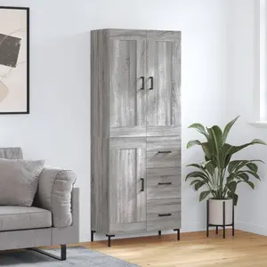 vidaXL Buffet haut Sonoma gris 69,5x34x180 cm Bois d'ingénierie pas cher