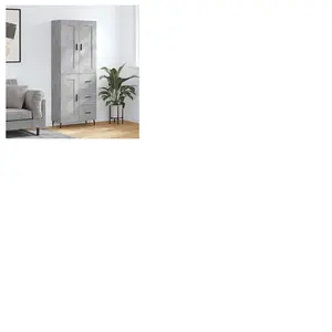 vidaXL Buffet haut Gris béton 69,5x34x180 cm Bois d'ingénierie pas cher