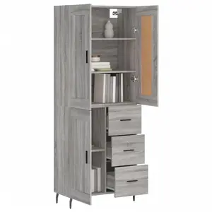 vidaXL Buffet haut Sonoma gris 69,5x34x180 cm Bois d'ingénierie pas cher