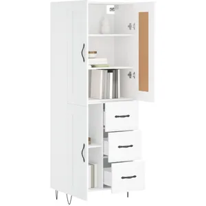 vidaXL Buffet haut Blanc 69,5x34x180 cm Bois d'ingénierie pas cher