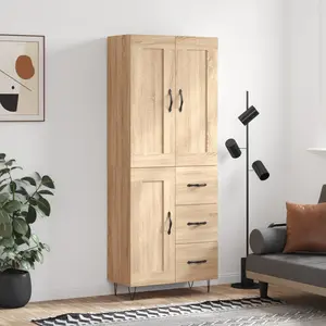 vidaXL Buffet haut Chêne sonoma 69,5x34x180 cm Bois d'ingénierie pas cher