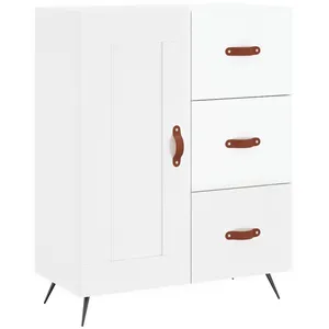 vidaXL Buffet haut Blanc brillant 69,5x34x180 cm Bois d'ingénierie pas cher