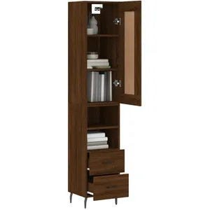 vidaXL Buffet haut Chêne marron 34,5x34x180 cm Bois d'ingénierie pas cher