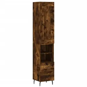 vidaXL Buffet haut Chêne fumé 34,5x34x180 cm Bois d'ingénierie pas cher