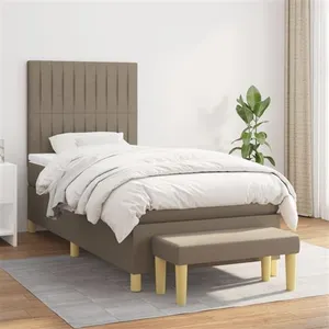 vidaXL Sommier à lattes de lit avec matelas Taupe 80x200 cm Tissu pas cher