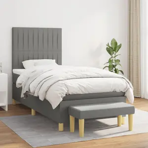 vidaXL Sommier à lattes de lit avec matelas Gris foncé 80x200 cm Tissu pas cher
