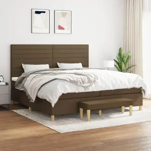 vidaXL Sommier à lattes de lit avec matelas Marron foncé 200x200 cm pas cher