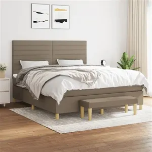 vidaXL Sommier à lattes de lit avec matelas Taupe 160x200 cm Tissu pas cher