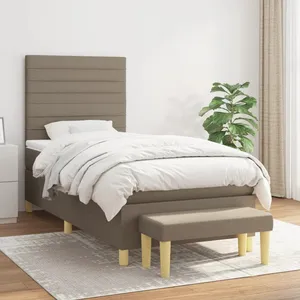 vidaXL Sommier à lattes de lit avec matelas Taupe 80x200 cm Tissu pas cher
