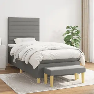 vidaXL Sommier à lattes de lit avec matelas Gris foncé 80x200 cm Tissu pas cher