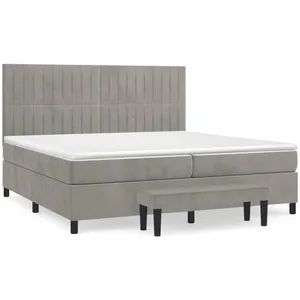 vidaXL Sommier à lattes de lit et matelas Gris clair 200x200cm Velours pas cher