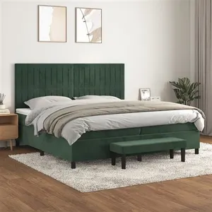 vidaXL Sommier à lattes de lit et matelas Vert foncé 200x200cm Velours pas cher