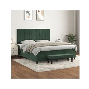 vidaXL Sommier à lattes de lit et matelas Vert foncé 180x200cm Velours pas cher