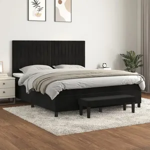 vidaXL Sommier à lattes de lit et matelas Noir 160x200 cm Velours pas cher