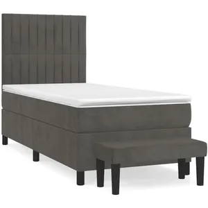 vidaXL Sommier à lattes de lit et matelas Gris foncé 80x200 cm Velours pas cher