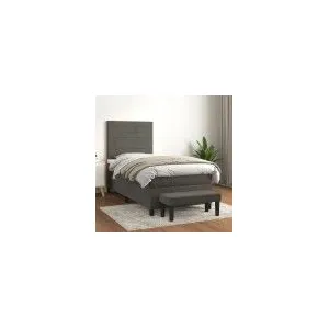 vidaXL Sommier à lattes de lit et matelas Gris foncé 90x190 cm Velours pas cher