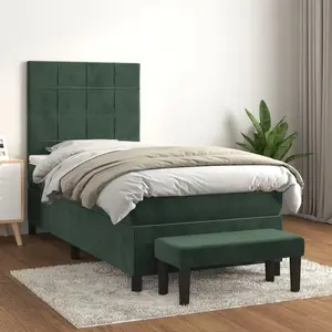 vidaXL Sommier à lattes de lit et matelas Vert foncé 80x200 cm Velours pas cher