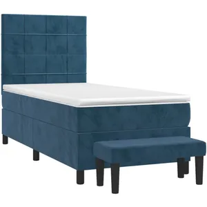 vidaXL Sommier à lattes de lit avec matelas Bleu foncé 90x190 cm pas cher