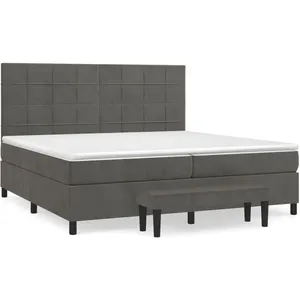 vidaXL Sommier à lattes de lit et matelas Gris foncé 200x200cm Velours pas cher