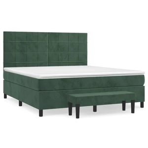 vidaXL Sommier à lattes de lit et matelas Vert foncé 180x200cm Velours pas cher