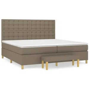 Comparateur de prix : vidaXL Lit à sommier tapissier avec matelas Taupe 200x200 cm Tissu