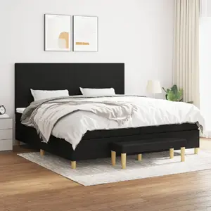 vidaXL Sommier à lattes de lit avec matelas Noir 200x200 cm Tissu pas cher