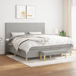 vidaXL Sommier à lattes de lit avec matelas Gris clair 200x200cm Tissu pas cher