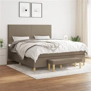 vidaXL Sommier à lattes de lit avec matelas Taupe 180x200 cm Tissu pas cher