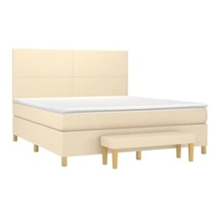 vidaXL Sommier à lattes de lit avec matelas Crème 160x200 cm Tissu pas cher