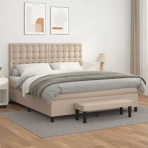 vidaXL Sommier à lattes de lit avec matelas Cappuccino 180x200 cm pas cher