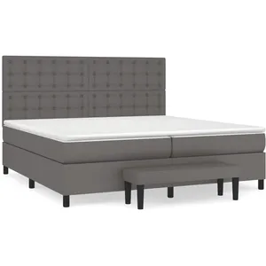 vidaXL Lit à sommier tapissier avec matelas Gris 200x200 cm Similicuir pas cher