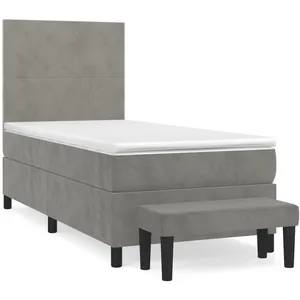 vidaXL Sommier à lattes de lit et matelas Gris clair 80x200 cm Velours pas cher