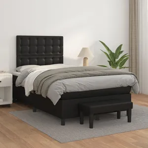 vidaXL Sommier à lattes de lit matelas Noir 120x200 cm Similicuir pas cher