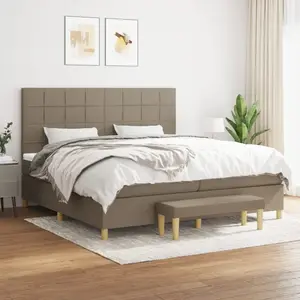 vidaXL Sommier à lattes de lit avec matelas Taupe 200x200 cm Tissu pas cher