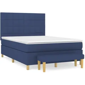 vidaXL Sommier à lattes de lit avec matelas Bleu 140x200 cm Tissu pas cher
