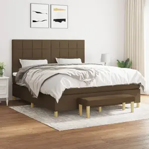 Non communiqué vidaXL Sommier à lattes de lit avec matelas Marron foncé 160x200 cm pas cher