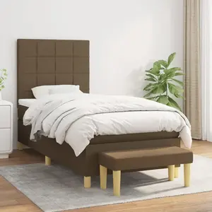 vidaXL Sommier à lattes de lit avec matelas Marron foncé 100x200 cm pas cher