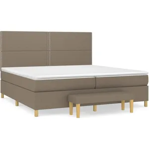 vidaXL Lit à sommier tapissier avec matelas Taupe 200x200 cm Tissu pas cher