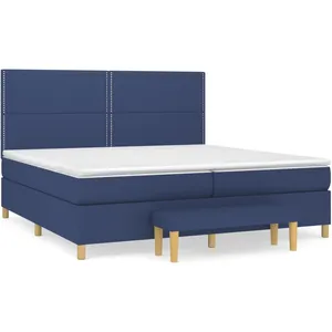vidaXL Sommier à lattes de lit avec matelas Bleu 200x200 cm Tissu pas cher
