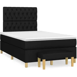 vidaXL Sommier à lattes de lit avec matelas Noir 120x200 cm Tissu pas cher