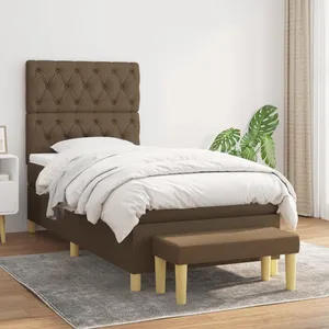 vidaXL Lit à sommier tapissier avec matelas Marron foncé 80x200 cm pas cher
