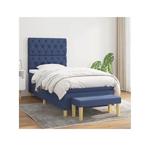 vidaXL Sommier à lattes de lit avec matelas Bleu 80x200 cm Tissu pas cher