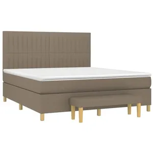 vidaXL Sommier à lattes de lit avec matelas Taupe 180x200 cm Tissu pas cher