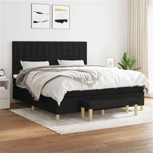 vidaXL Sommier à lattes de lit avec matelas Noir 160x200 cm Tissu pas cher