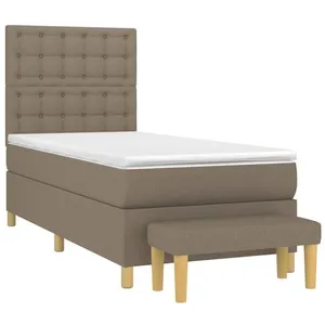 vidaXL Sommier à lattes de lit avec matelas Taupe 80x200 cm Tissu pas cher
